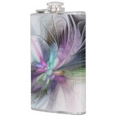 Nieuw leven, kleurrijke Abstracte fractale kunst F Heupfles (Links)