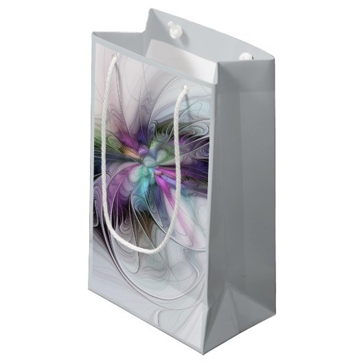 Nieuw leven, kleurrijke Abstracte fractale kunst F Klein Cadeauzakje (Voorkant Gekanteld)