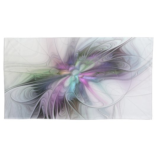 Nieuw leven, kleurrijke Abstracte fractale kunst F Kussensloop (Voorkant)