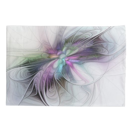 Nieuw leven, kleurrijke Abstracte fractale kunst F Kussensloop (Achterkant)