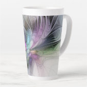 Nieuw leven, kleurrijke Abstracte fractale kunst F Latte Mok (Rechterhoek)