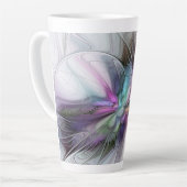 Nieuw leven, kleurrijke Abstracte fractale kunst F Latte Mok (Linkerhoek)