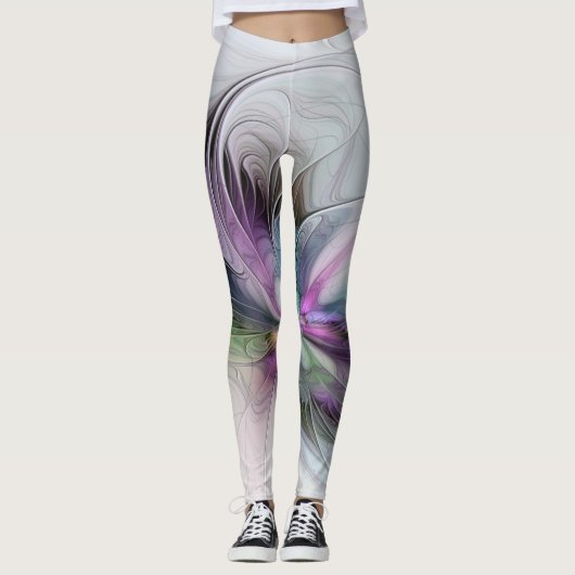 Nieuw leven, kleurrijke Abstracte fractale kunst F Leggings (Voorkant)