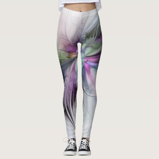 Nieuw leven, kleurrijke Abstracte fractale kunst F Leggings (Voorkant)