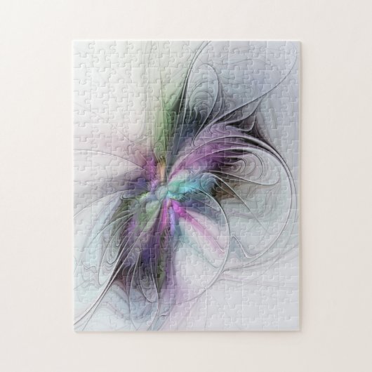 Nieuw leven, kleurrijke Abstracte fractale kunst F Legpuzzel (Verticaal)