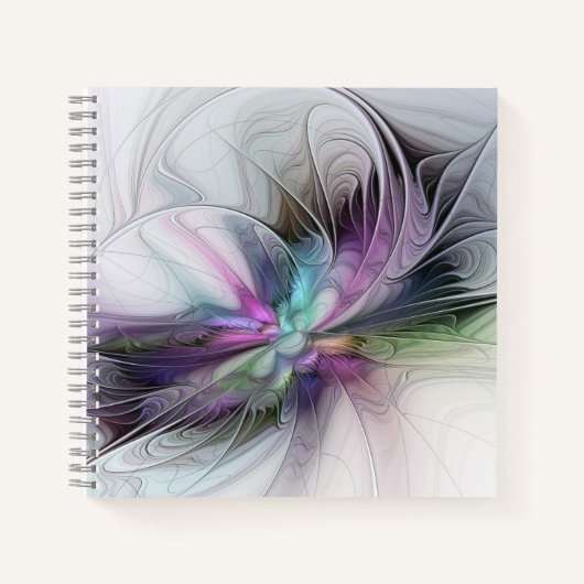 Nieuw leven, kleurrijke Abstracte fractale kunst F Notitieboek (Voorkant)