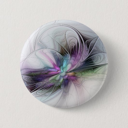 Nieuw leven, kleurrijke Abstracte fractale kunst F Ronde Button 5,7 Cm (Voorkant)