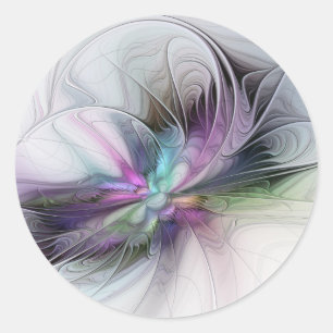 Nieuw Leven, Kleurrijke Abstracte Fractale Kunst F Ronde Sticker