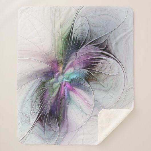 Nieuw leven, kleurrijke Abstracte fractale kunst F Sherpa Deken (Voorkant)