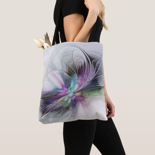 Nieuw leven, kleurrijke Abstracte fractale kunst F Tote Bag (Dichtbij)