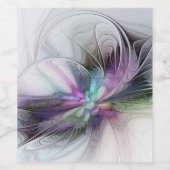 Nieuw leven, kleurrijke Abstracte fractale kunst F Wijn Etiket (Enkel label)