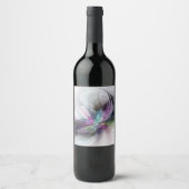 Nieuw leven, kleurrijke Abstracte fractale kunst F Wijn Etiket (Voorkant)