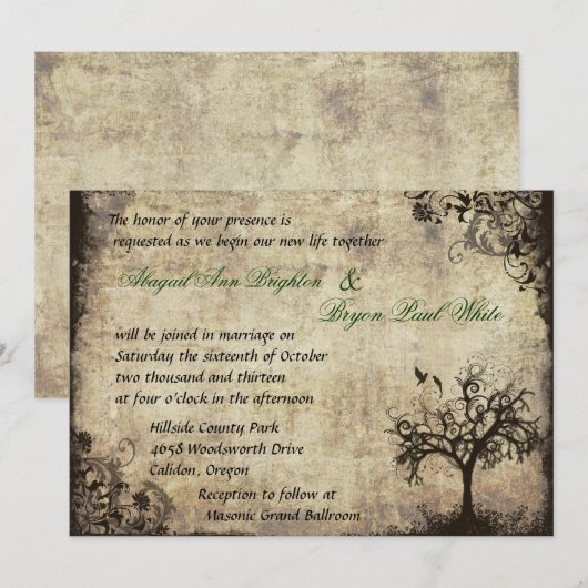 Nieuw Leven Vintage bruiloft uitnodiging (Voorkant / Achterkant)