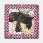 Nieuw Lijst met roze groene kerstster met roze ran Magneet (Voorkant)