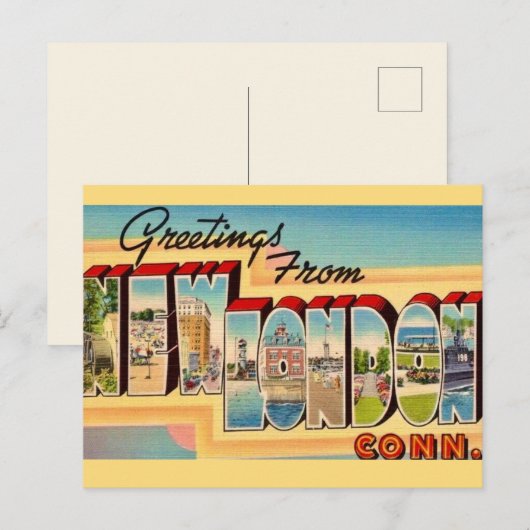 Nieuw Londen Connecticut Ansichtkaart Briefkaart (Voorkant / Achterkant)