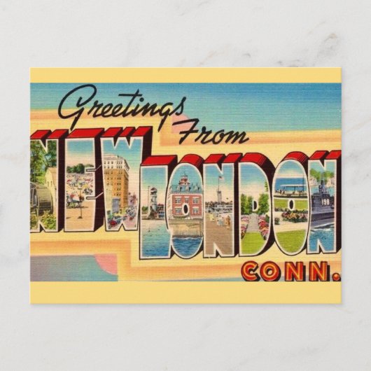 Nieuw Londen Connecticut Ansichtkaart Briefkaart (Voorkant)