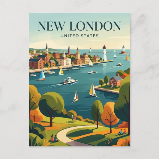 Nieuw Londen Connecticut Briefkaart (Voorkant)