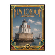 Nieuw Londen Connecticut Vintage Art Deco Gouden T
