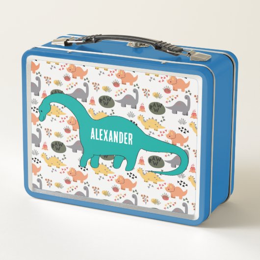 NIEUW! Lunchbox - Dinosaurussen (naam toevoegen) M (Achterkant)