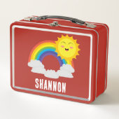 NIEUW! Lunchbox - Rainbow Sun (naam toevoegen) Met (Voorkant)