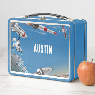 NIEUW! Lunchbox - Space (naam toevoegen) Metal - R