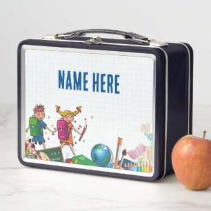 NIEUW! Lunchbox - Terug naar School Metal - Zwart