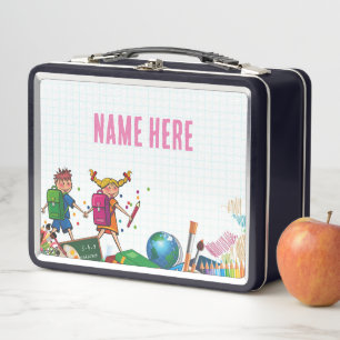 NIEUW! Lunchbox - Terug naar School Metal - Zwart