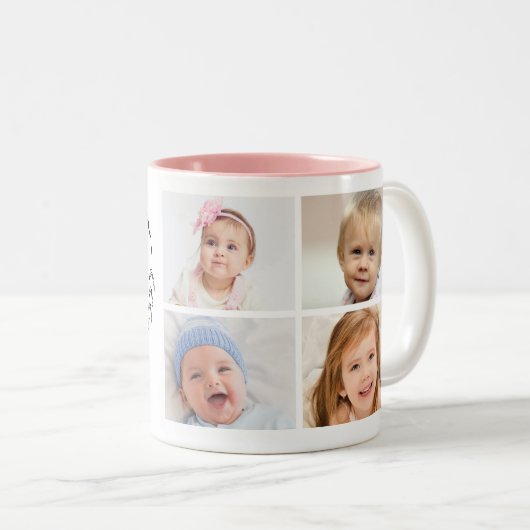 Nieuw Mamaw Jaar Oost. Vier fotocollage Tweekleurige Koffiemok (Voorkant rechts)