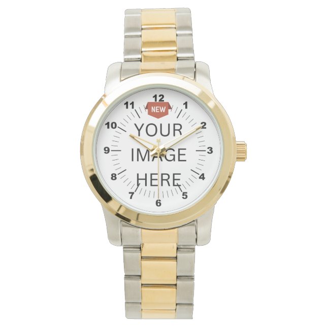 NIEUW! Mannen Oversized Two-Tone Armband horloge (Voorkant)