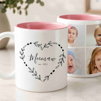 Nieuw Meemaw Jaar Est. Vier Foto Collage Tweekleurige Koffiemok