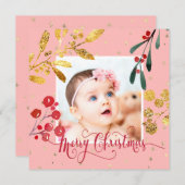 nieuw meisje Merry Christmas Feestdagenkaart (Voorkant / Achterkant)