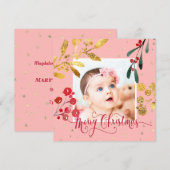 nieuw meisje Merry Christmas Feestdagenkaart (Voorkant / Achterkant)