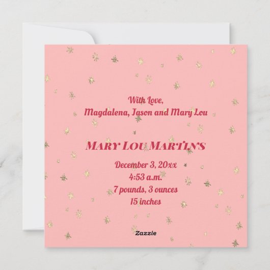 nieuw meisje Merry Christmas Feestdagenkaart (Achterkant)