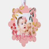 nieuw meisje Merry Christmas Ornament Kaart (Links)