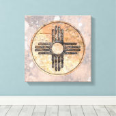 Nieuw Mexicaans Zia Sun-symbool Canvas Afdruk (Insitu (Houten vloer))