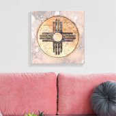 Nieuw Mexicaans Zia Sun-symbool Canvas Afdruk (Insitu (Woonkamer))