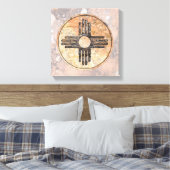 Nieuw Mexicaans Zia Sun-symbool Canvas Afdruk (Insitu (Slaapkamer))