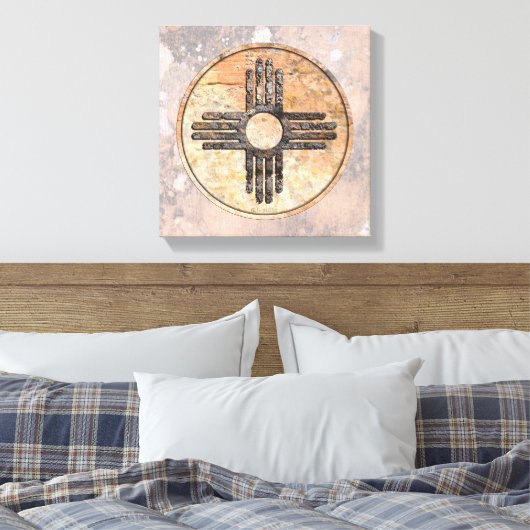 Nieuw Mexicaans Zia Sun-symbool Canvas Afdruk (Insitu (Slaapkamer))