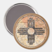 Nieuw Mexicaans Zia Sun-symbool Magneet (Voorkant / Achterkant)