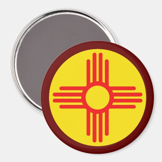 Nieuw Mexicaans Zia Sun-symbool Magneet (Voorkant / Achterkant)