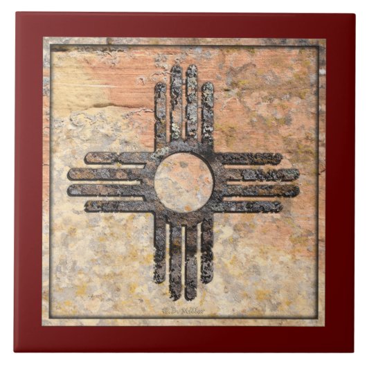 Nieuw Mexicaans Zia Sun-symbool - Talking Canyons, Tegeltje (Voorkant)