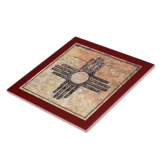 Nieuw Mexicaans Zia Sun-symbool - Talking Canyons, Tegeltje (Zijkant)