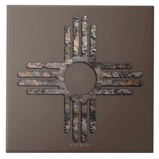 Nieuw Mexicaans Zia Sun-symbool - Talking Canyons, Tegeltje (Voorkant)