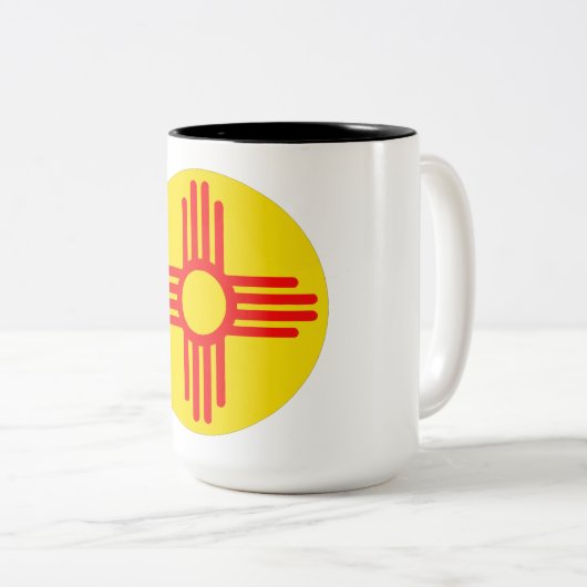 Nieuw Mexicaans Zia Sun-symbool Tweekleurige Koffiemok (Voorkant rechts)