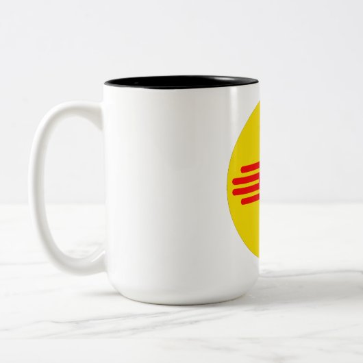 Nieuw Mexicaans Zia Sun-symbool Tweekleurige Koffiemok (Links)