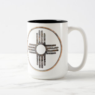 Nieuw Mexicaans Zia Sun-symbool Tweekleurige Koffiemok