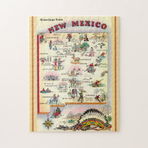 Nieuw-Mexico 11x14 geïllustreerde kaart Legpuzzel