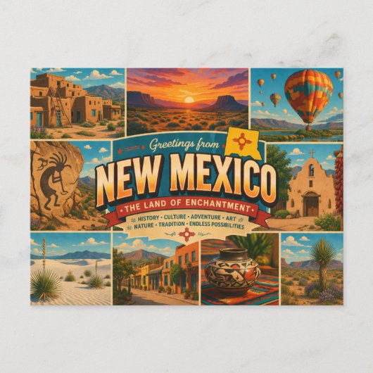 Nieuw-Mexico Ansichtkaart Briefkaart (Voorkant)