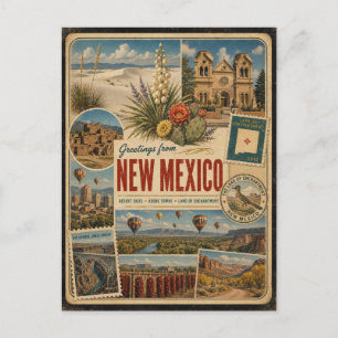 Nieuw-Mexico authentieke vintage stijl ansichtkaar Briefkaart