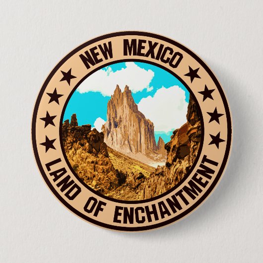 Nieuw Mexico Ronde Button 7,6 Cm (Voorkant)